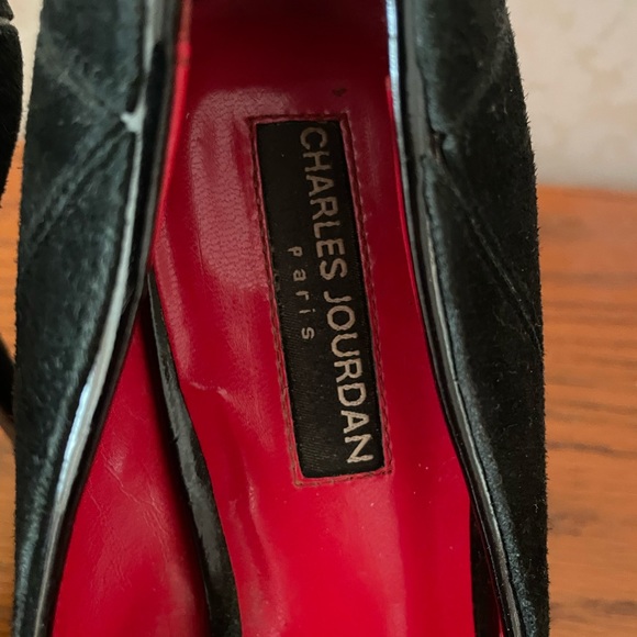 Charles Jourdan Black Suede Heels - Picture 3 of 7